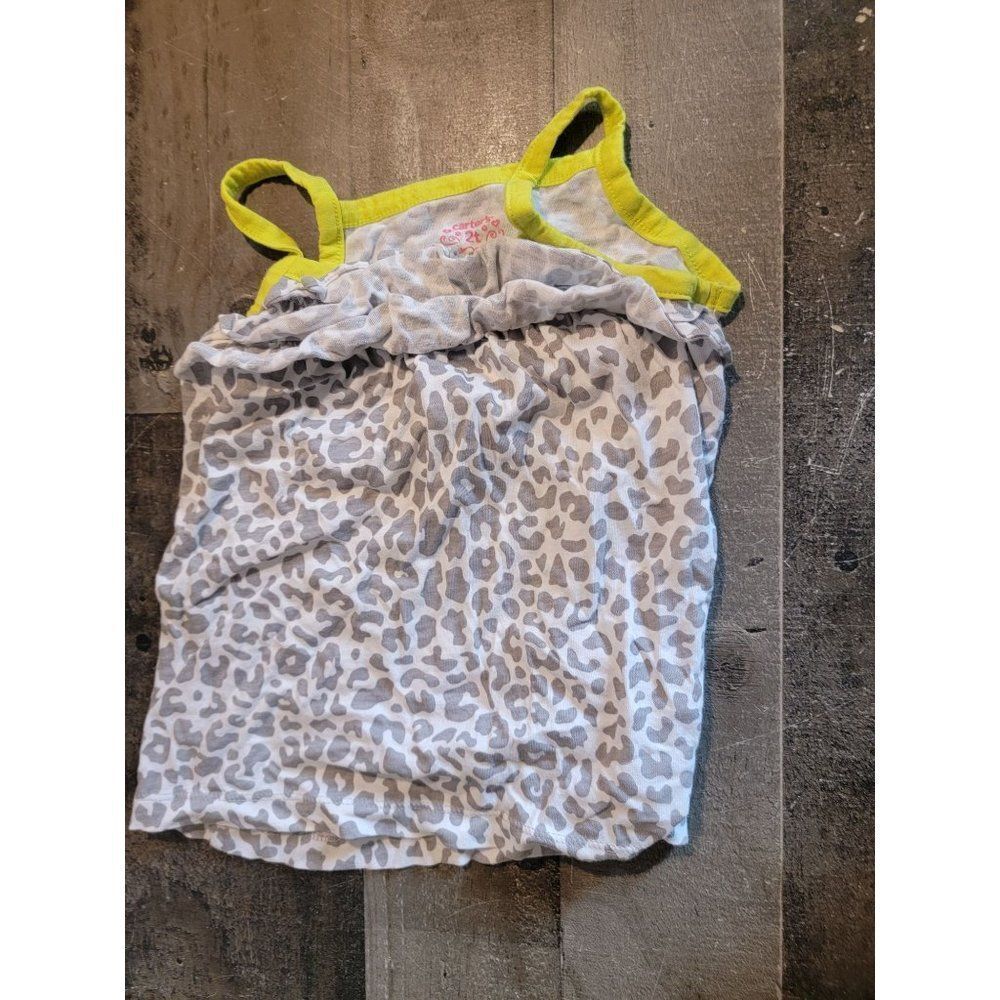 Carter's 2T leopard lime green‎ tank top youth
